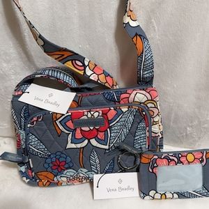 Vera Bradley RFID Little Hipster and Zip ID Case in Tropical Evening - N…